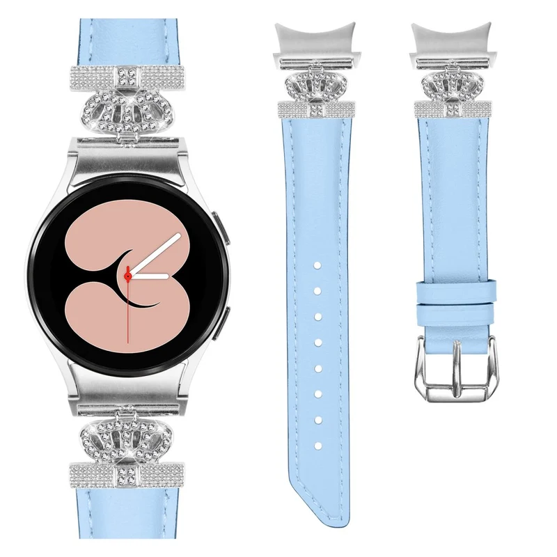 Rhinestone Band Samsung Galaxy Watch Universal 20mm Crown-shape Connector Watch Strap with Silver Buckle