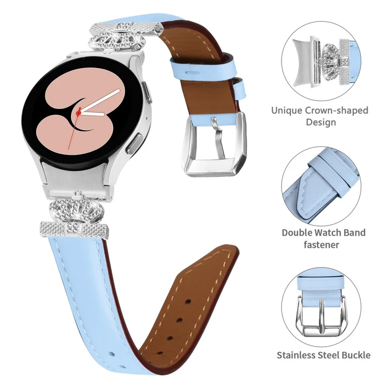 Rhinestone Band Samsung Galaxy Watch Universal 20mm Crown-shape Connector Watch Strap with Silver Buckle
