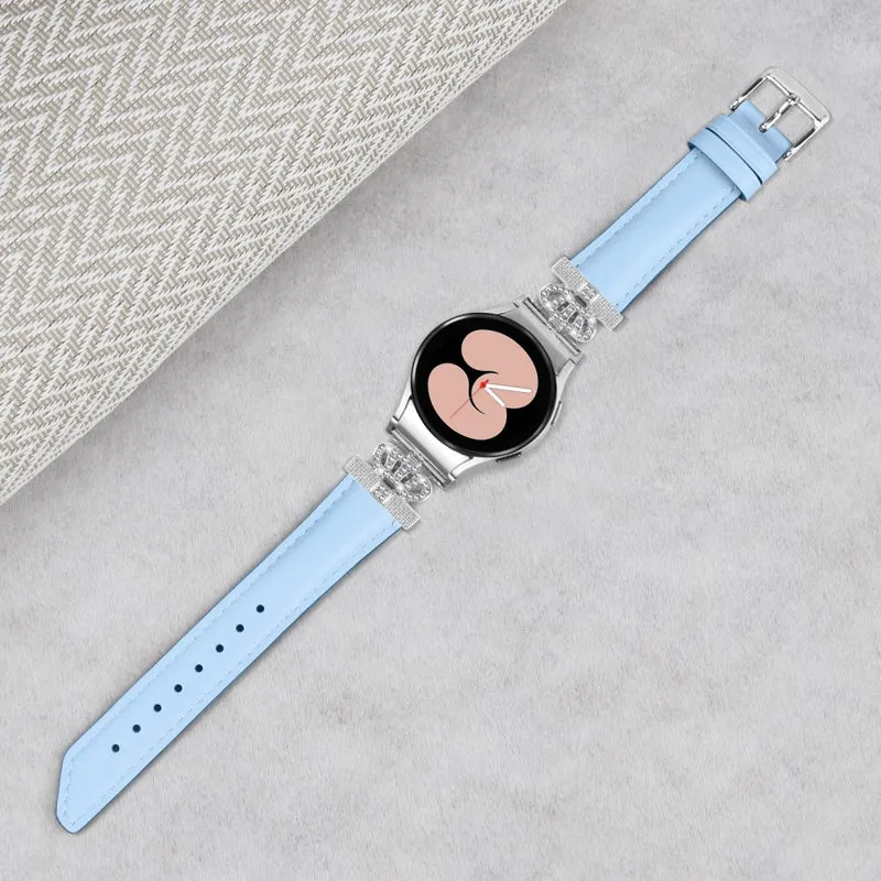 Rhinestone Band Samsung Galaxy Watch Universal 20mm Crown-shape Connector Watch Strap with Silver Buckle