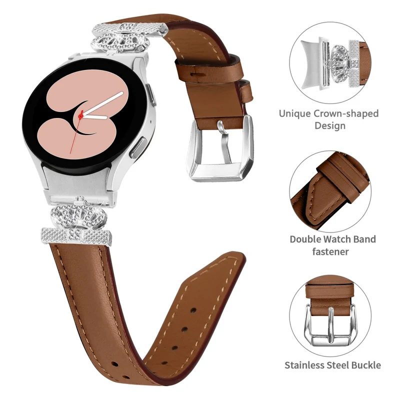 Rhinestone Band Samsung Galaxy Watch Universal 20mm Crown-shape Connector Watch Strap with Silver Buckle