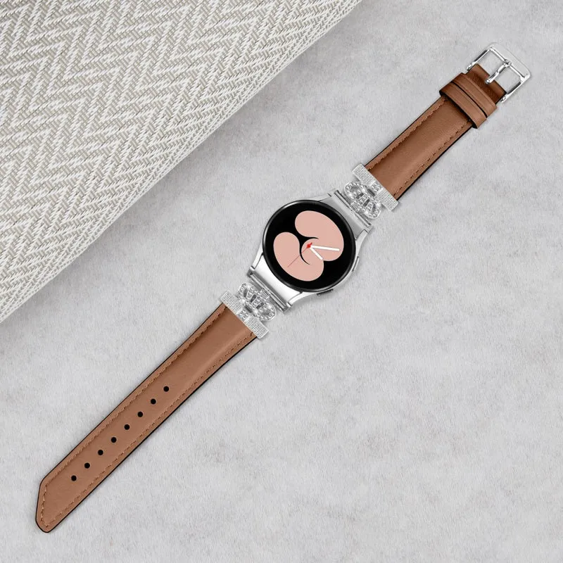 Rhinestone Band Samsung Galaxy Watch Universal 20mm Crown-shape Connector Watch Strap with Silver Buckle