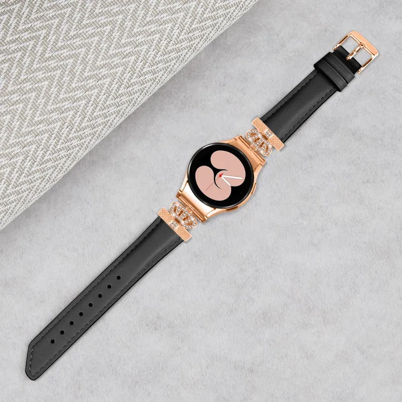 Crown Rhinestone Watch Band Samsung Galaxy Watch Universal 20mm Bracelet Strap with Rose Gold Buckle