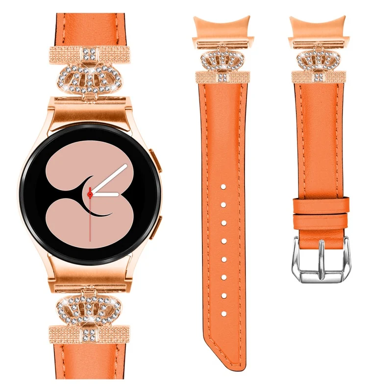 Crown Rhinestone Watch Band Samsung Galaxy Watch Universal 20mm Bracelet Strap with Rose Gold Buckle