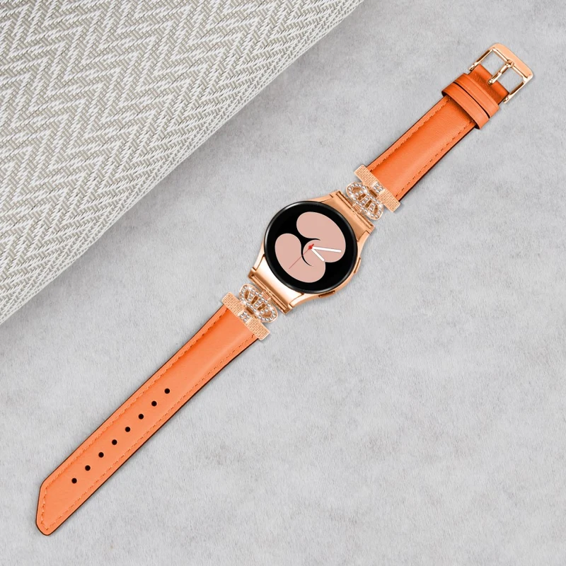 Crown Rhinestone Watch Band Samsung Galaxy Watch Universal 20mm Bracelet Strap with Rose Gold Buckle