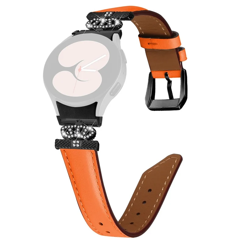 Black Buckle Watch Band Samsung Galaxy Watch Universal 20mm Crown-shape Connector Rhinestone Strap