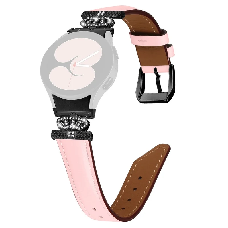 Black Buckle Watch Band Samsung Galaxy Watch Universal 20mm Crown-shape Connector Rhinestone Strap