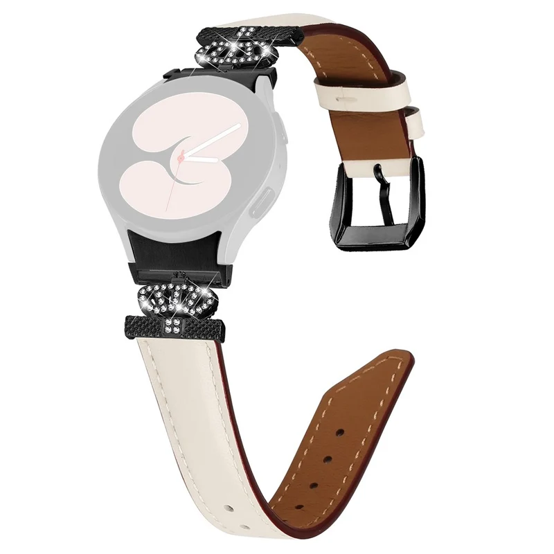 Black Buckle Watch Band Samsung Galaxy Watch Universal 20mm Crown-shape Connector Rhinestone Strap
