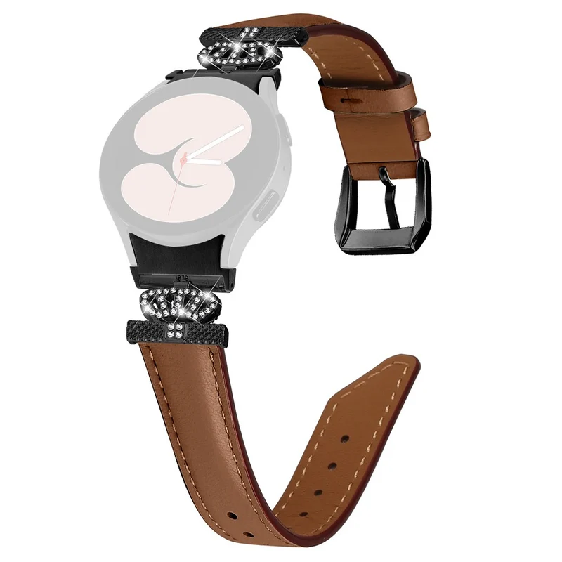 Black Buckle Watch Band Samsung Galaxy Watch Universal 20mm Crown-shape Connector Rhinestone Strap