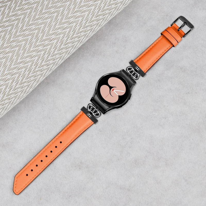 Black Buckle Watch Band Samsung Galaxy Watch Universal 20mm Crown-shape Connector Rhinestone Strap