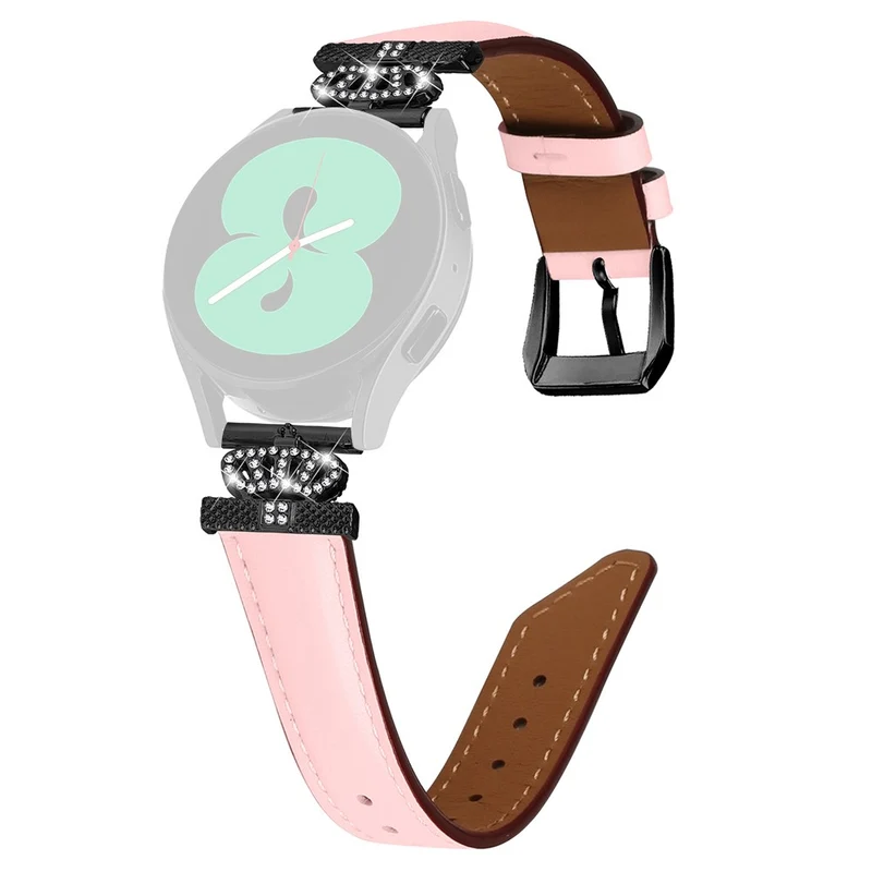 Crown Rhinestone Band Samsung Galaxy Watch Universal Slim 20mm Watch Strap with Black Buckle