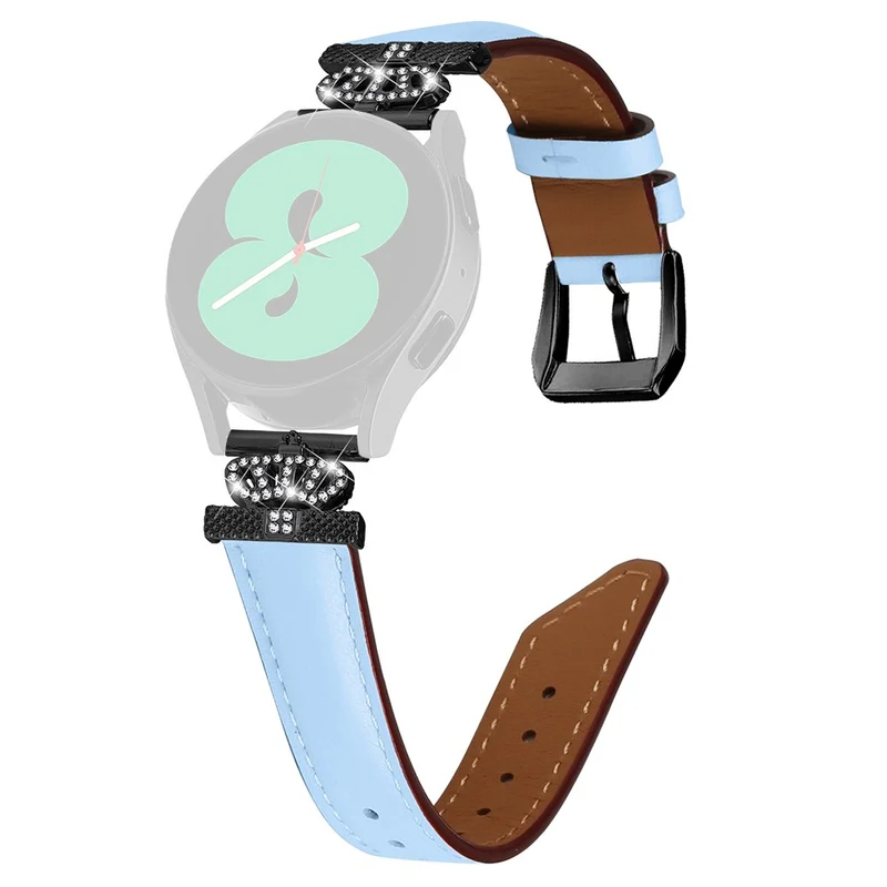 Crown Rhinestone Band Samsung Galaxy Watch Universal Slim 20mm Watch Strap with Black Buckle