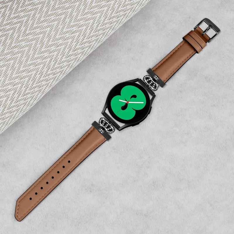 Crown Rhinestone Band Samsung Galaxy Watch Universal Slim 20mm Watch Strap with Black Buckle