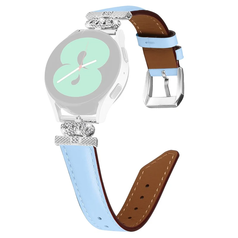 20mm Watch Band Samsung Galaxy Watch Universal Rhinestone Crown-shape Design Strap with Silver Buckle