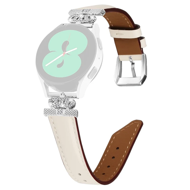 20mm Watch Band Samsung Galaxy Watch Universal Rhinestone Crown-shape Design Strap with Silver Buckle