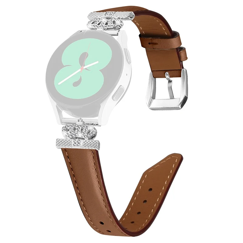 20mm Watch Band Samsung Galaxy Watch Universal Rhinestone Crown-shape Design Strap with Silver Buckle