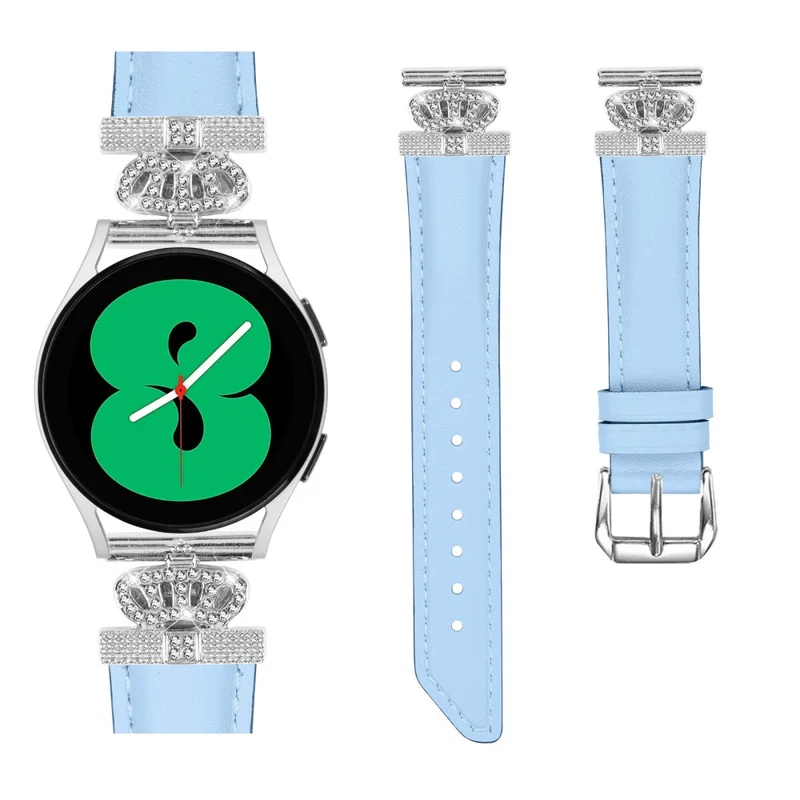20mm Watch Band Samsung Galaxy Watch Universal Rhinestone Crown-shape Design Strap with Silver Buckle