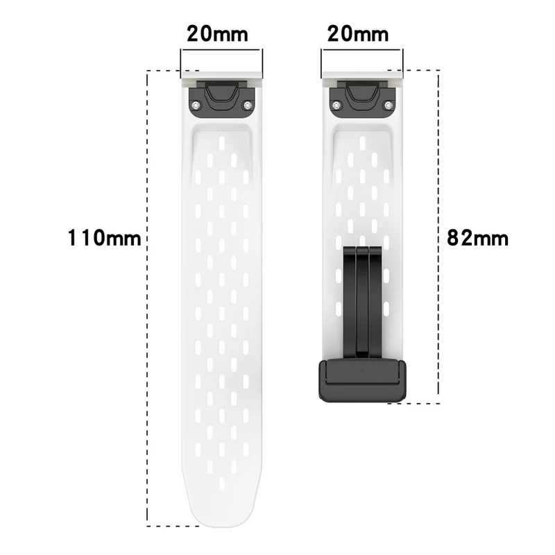 20mm multi-hole style silicone strap with buckle for Garmin Watch