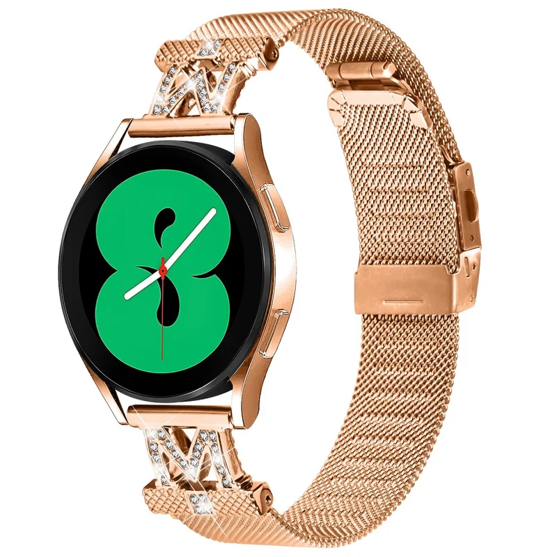 20mm Samsung Galaxy Watch 6 (44mm) / (40mm) / Classic (43mm) / (47mm) rhinestone décor stainless steel strap - Gold