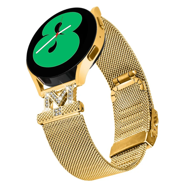 20mm Samsung Galaxy Watch Active 2 / Active rhinestone décor stainless steel strap with buckle - Gold