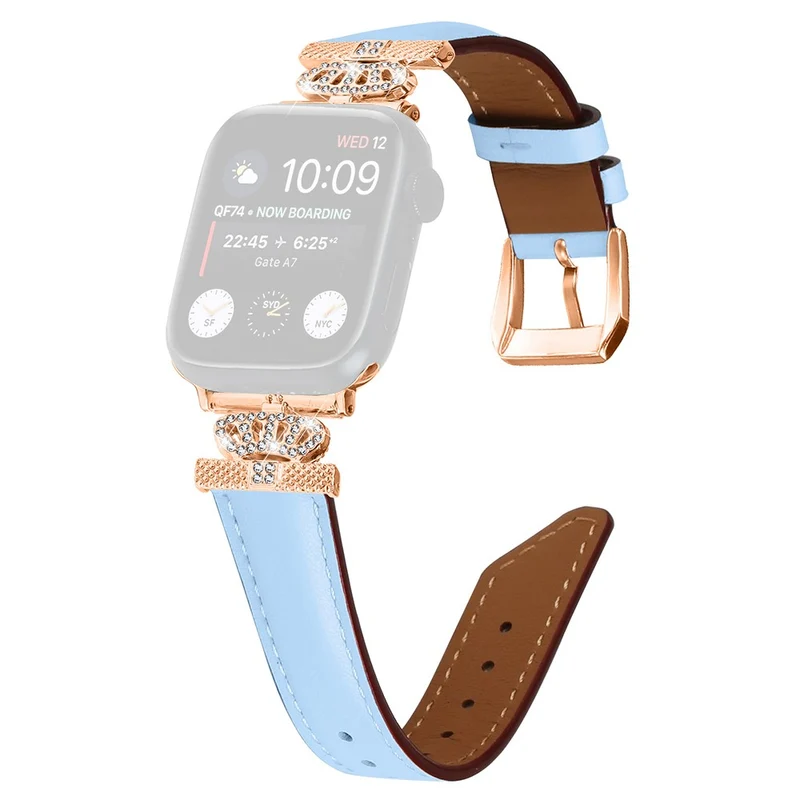 Sports Watch Band Apple Watch Series 9 8 7 41mm / SE (2023) SE (2022) 6 5 4 SE 40mm / 3 2 1 38mm Rhinestone Strap with Rose Gold Buckle