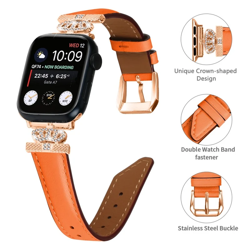 Sports Watch Band Apple Watch Series 9 8 7 41mm / SE (2023) SE (2022) 6 5 4 SE 40mm / 3 2 1 38mm Rhinestone Strap with Rose Gold Buckle
