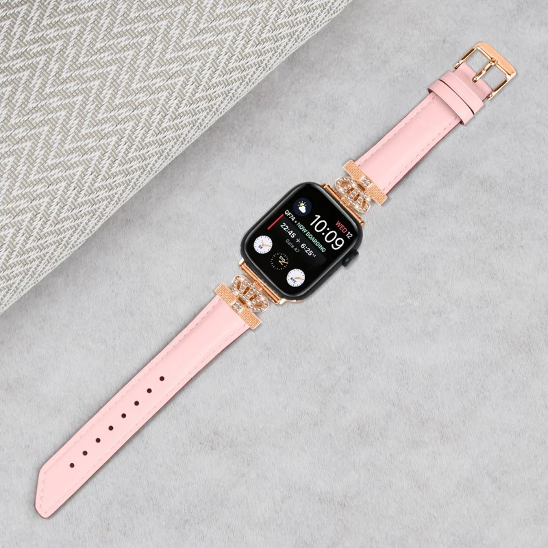 Sports Watch Band Apple Watch Series 9 8 7 41mm / SE (2023) SE (2022) 6 5 4 SE 40mm / 3 2 1 38mm Rhinestone Strap with Rose Gold Buckle