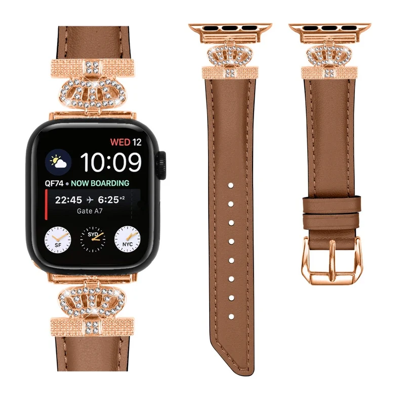 Sports Watch Band Apple Watch Series 9 8 7 41mm / SE (2023) SE (2022) 6 5 4 SE 40mm / 3 2 1 38mm Rhinestone Strap with Rose Gold Buckle