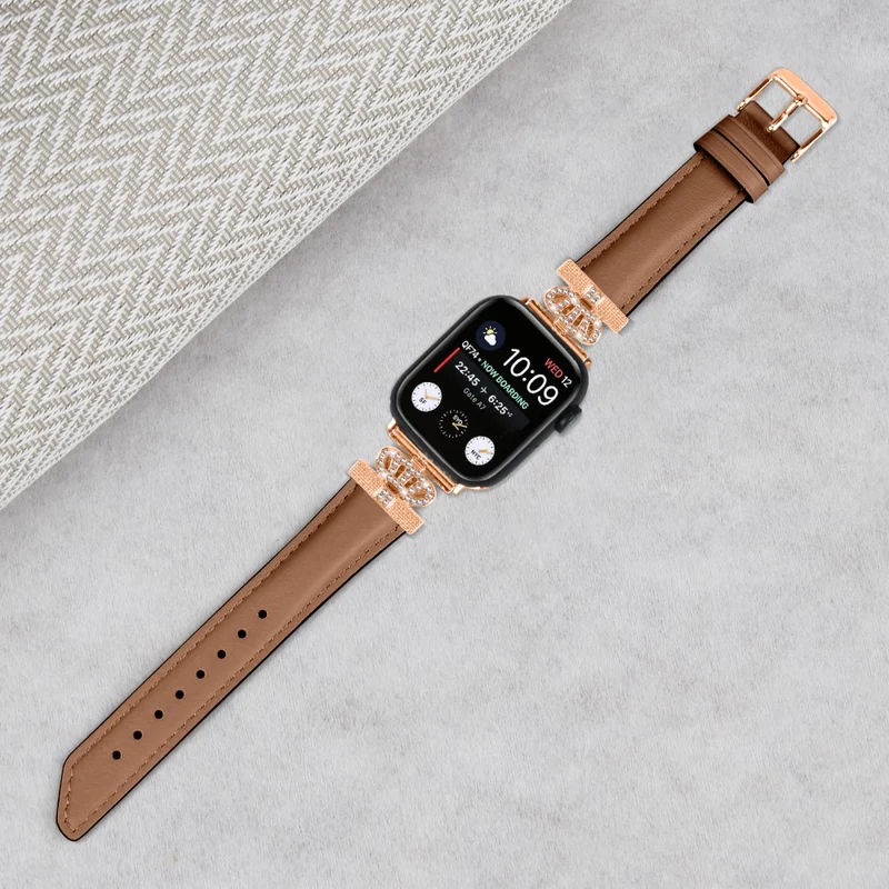 Sports Watch Band Apple Watch Series 9 8 7 41mm / SE (2023) SE (2022) 6 5 4 SE 40mm / 3 2 1 38mm Rhinestone Strap with Rose Gold Buckle