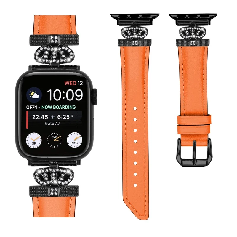 Rhinestone Band Apple Watch Series 9 8 7 41mm / SE (2023) SE (2022) 6 5 4 SE 40mm / 3 2 1 38mm Black Buckle Watch Strap