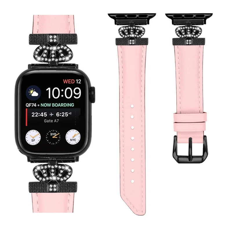 Rhinestone Band Apple Watch Series 9 8 7 41mm / SE (2023) SE (2022) 6 5 4 SE 40mm / 3 2 1 38mm Black Buckle Watch Strap