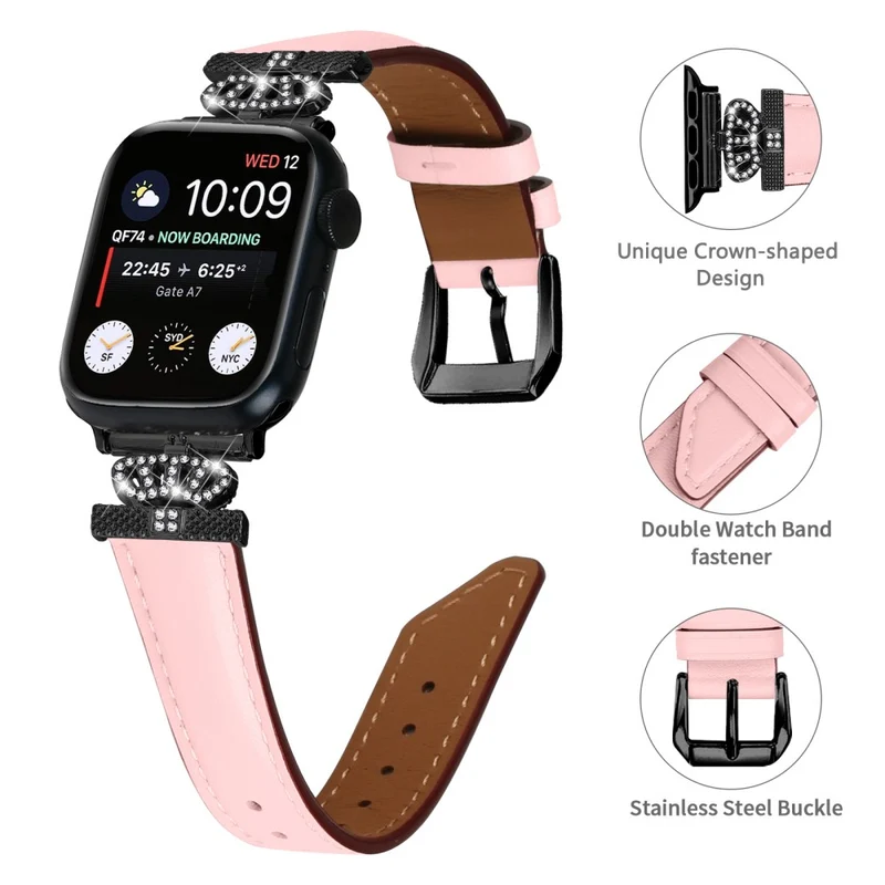 Rhinestone Band Apple Watch Series 9 8 7 41mm / SE (2023) SE (2022) 6 5 4 SE 40mm / 3 2 1 38mm Black Buckle Watch Strap