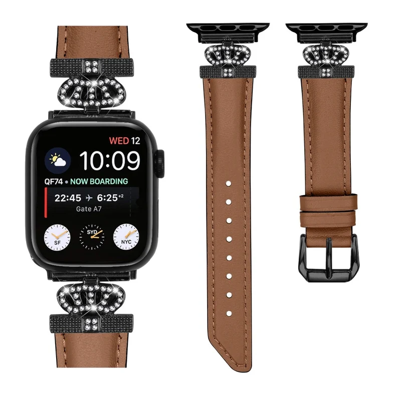Rhinestone Band Apple Watch Series 9 8 7 41mm / SE (2023) SE (2022) 6 5 4 SE 40mm / 3 2 1 38mm Black Buckle Watch Strap
