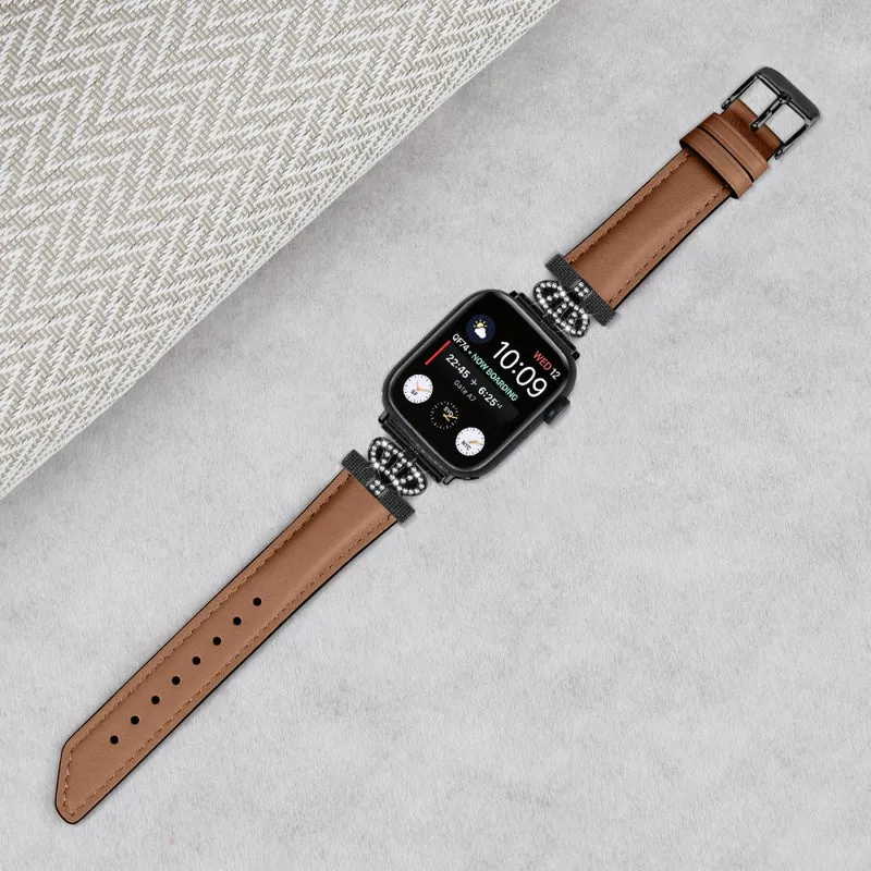 Rhinestone Band Apple Watch Series 9 8 7 41mm / SE (2023) SE (2022) 6 5 4 SE 40mm / 3 2 1 38mm Black Buckle Watch Strap