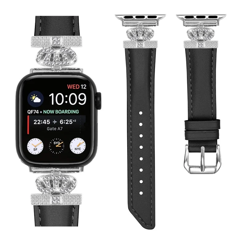 Watch Bracelet Band Apple Watch Series 9 8 7 41mm / SE (2023) SE (2022) 6 5 4 SE 40mm / 3 2 1 38mm Rhinestone Strap with Silver Buckle