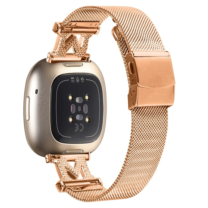 Fitbit Sense / Versa 3 rhinestone milanese stainless steel strap
