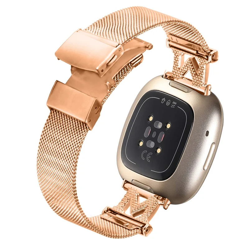 Fitbit Sense / Versa 3 rhinestone milanese stainless steel strap