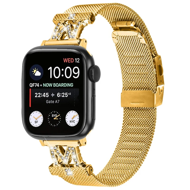 Apple Watch Series 9 45mm / Ultra 2 rhinestone milanese stainless steel strap