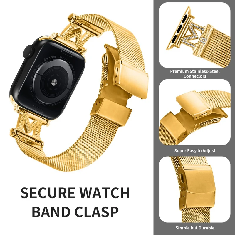Apple Watch Series 9 45mm / Ultra 2 rhinestone milanese stainless steel strap