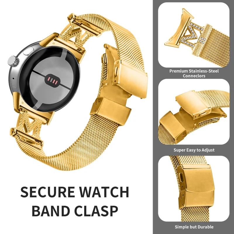 Google Pixel Watch stainless steel strap with buckle - Gold