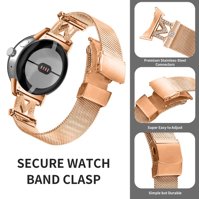 Google Pixel Watch stainless steel strap with buckle - Gold