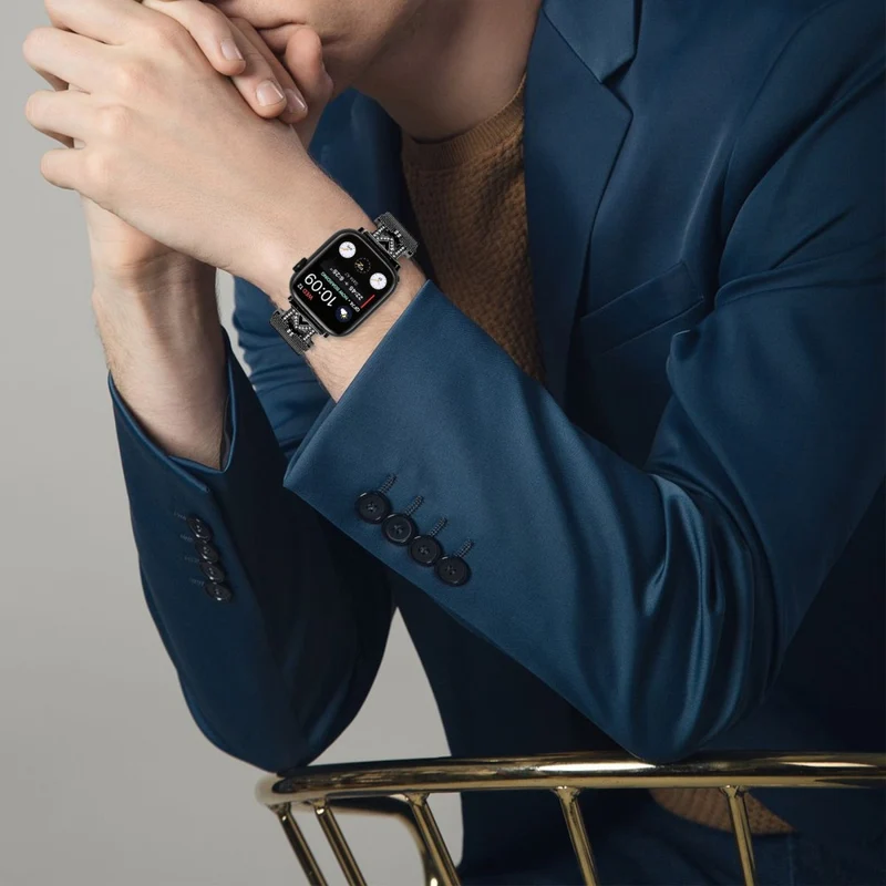 Google Pixel Watch M-shape rhinestone décor metal strap
