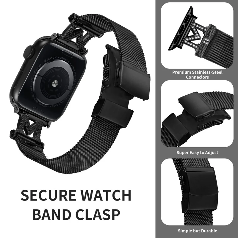 Google Pixel Watch M-shape rhinestone décor metal strap