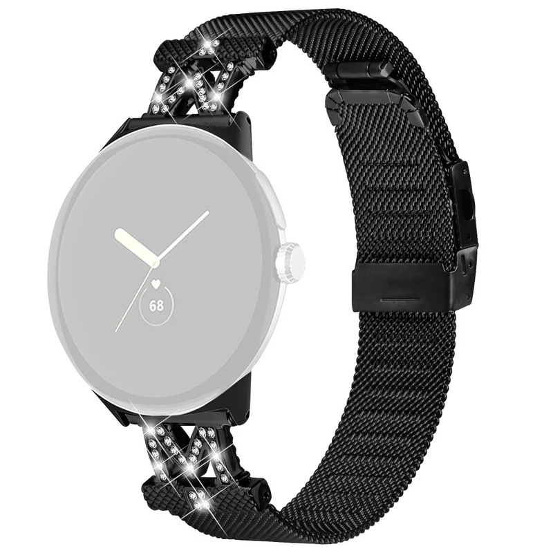 Google Pixel Watch rhinestone décor metal strap with buckle