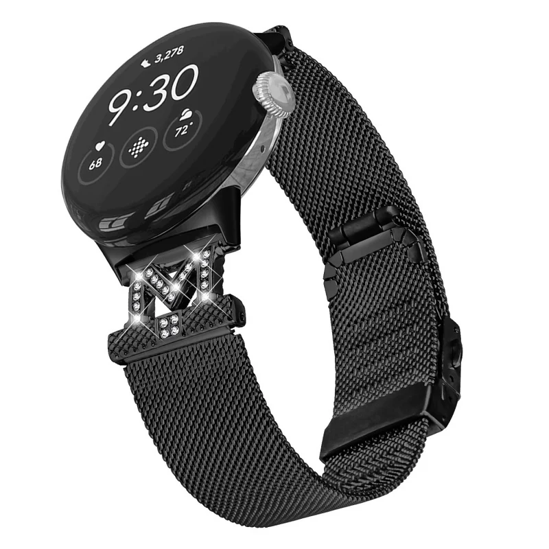 Google Pixel Watch rhinestone décor metal strap with buckle