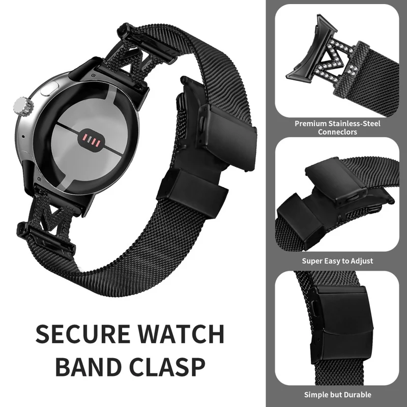 Google Pixel Watch rhinestone décor metal strap with buckle