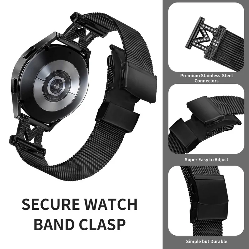 20mm Samsung Galaxy Watch 5 / 4 M-shape stainless steel strap with buckle