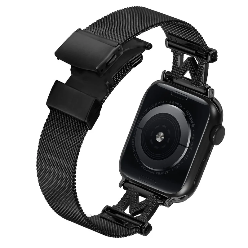 Apple Watch Series 9 45mm / Ultra 2 rhinestone décor stainless steel strap with connector