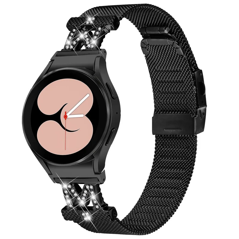 Samsung Galaxy Watch 6 / 6 Classic rhinestone décor stainless steel strap with connector