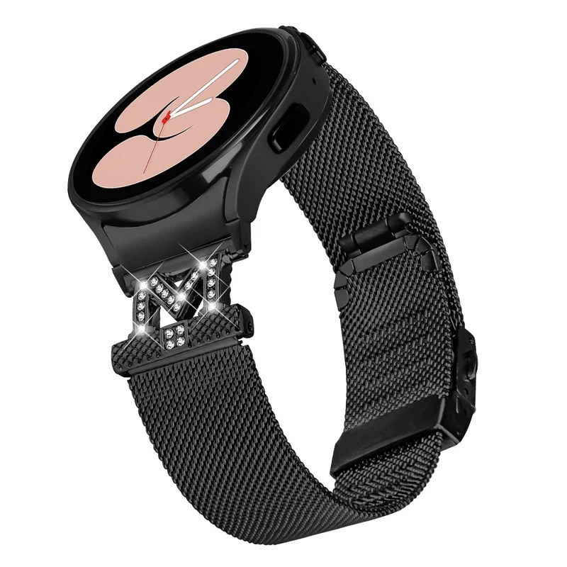 20mm Samsung Galaxy Watch 5 / 4 / 4 Classic rhinestone décor stainless steel strap with connector