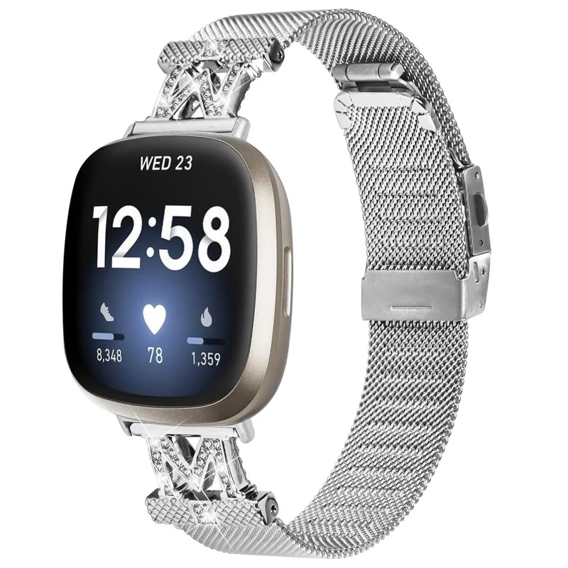 Fitbit Sense 2 / Versa 4 rhinestone stainless steel strap with buckle